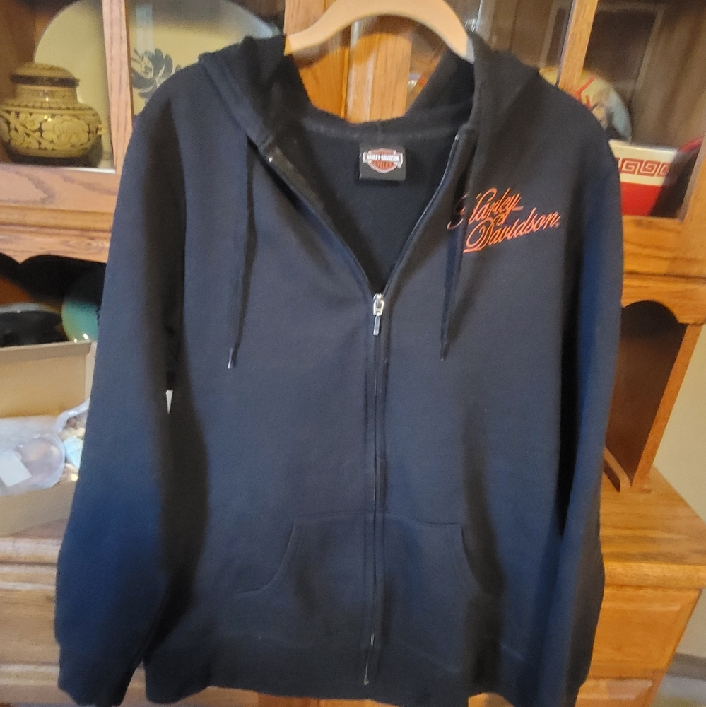 Harley-Davidson Black and Orange Zip-Up Jacket